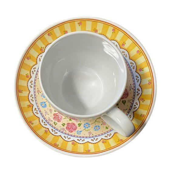 Mary Engelbreit Time For Tea Cup Saucer Set Be It Ever So Humble NIB - Picture 5 of 6